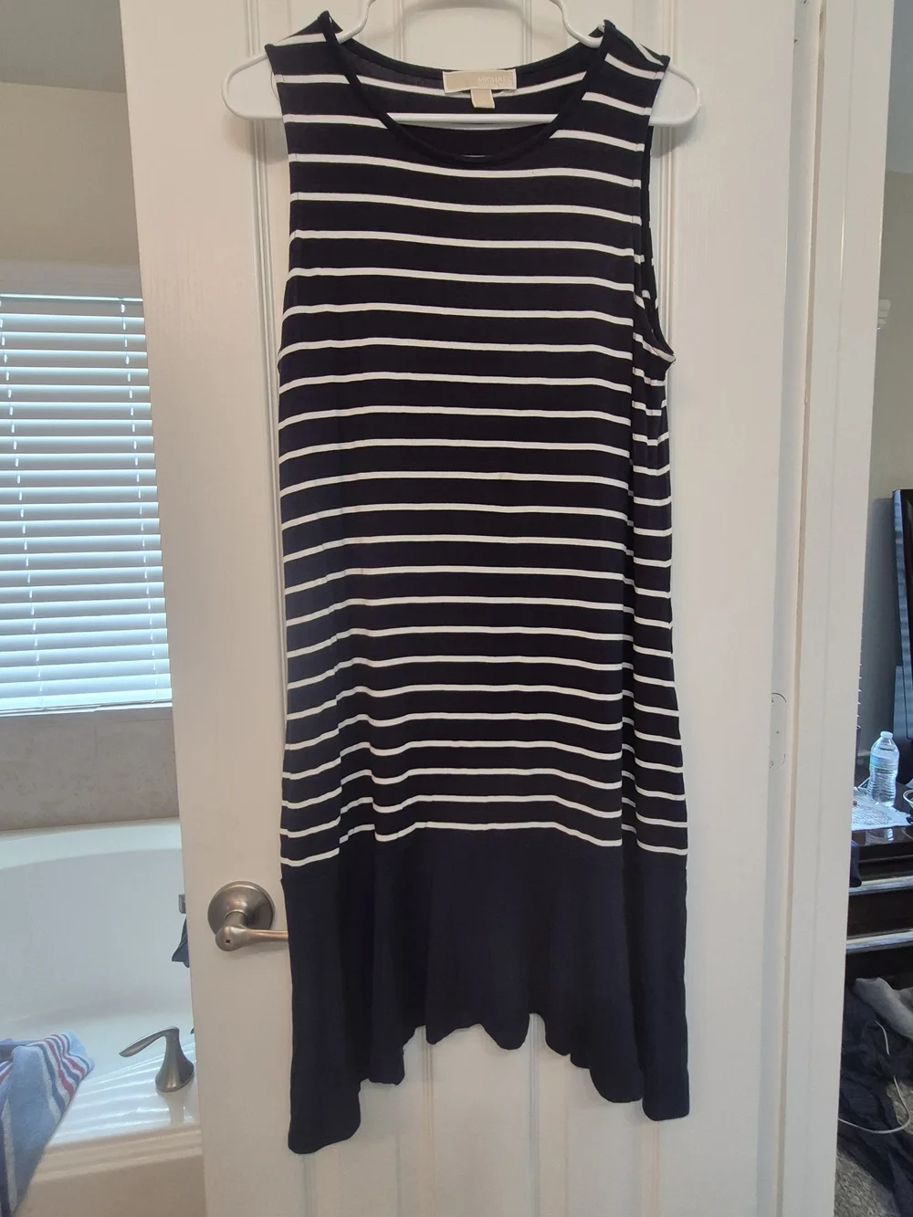 Michael Kors Navy and White Striped Sleeveless Swing Dress